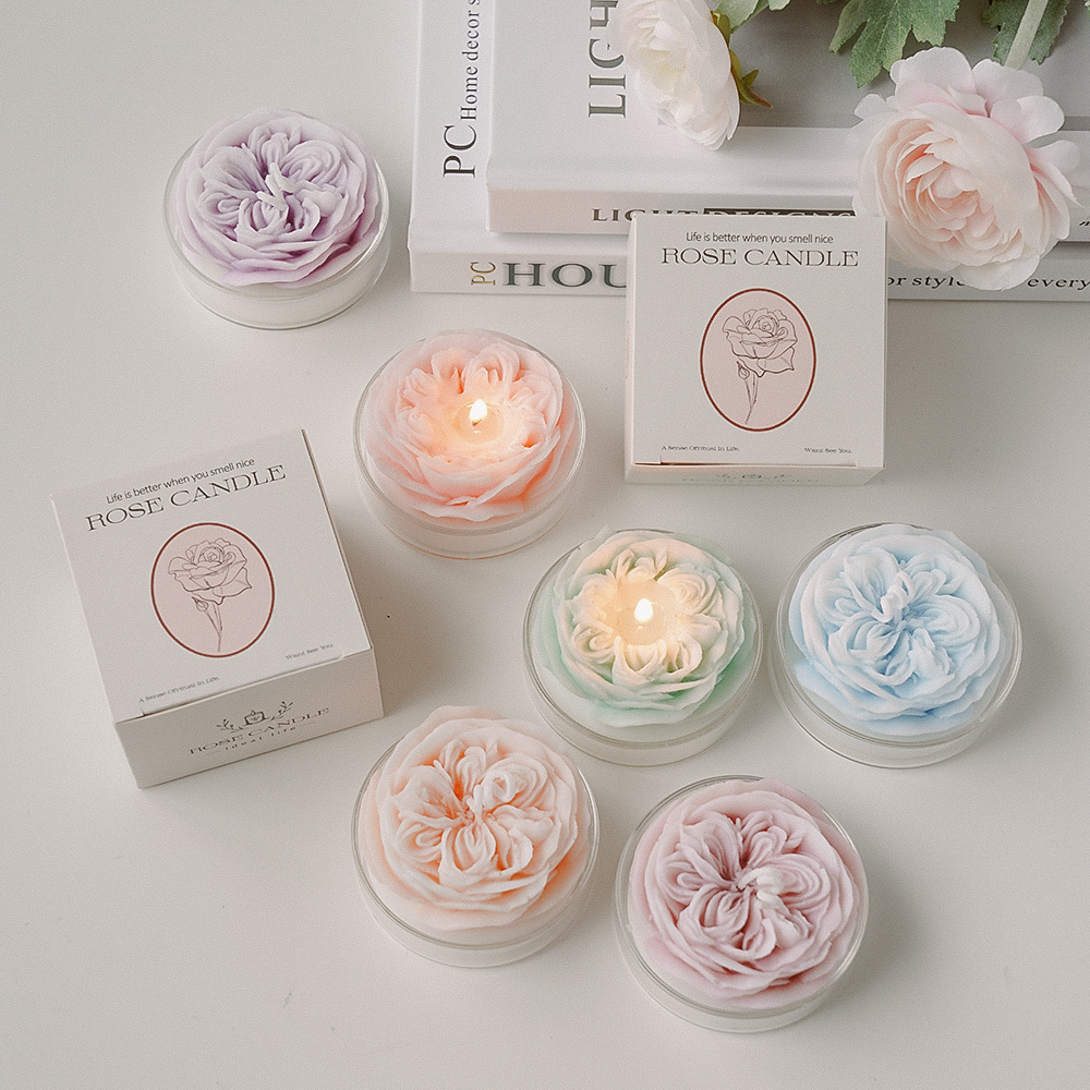 rose scented candle fragrance gift set aromatherapy flower shape soy wax Novelty Candles decorative Candle Sets