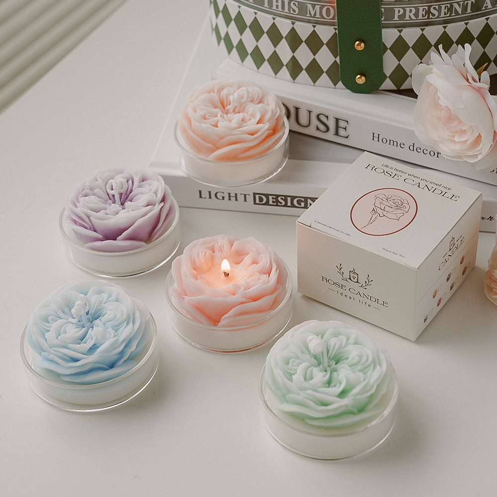 rose scented candle fragrance gift set aromatherapy flower shape soy wax Novelty Candles decorative Candle Sets