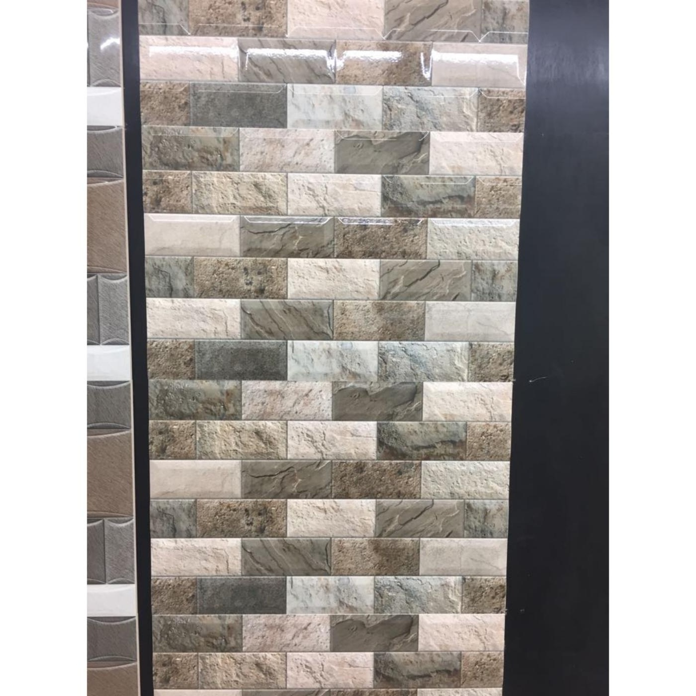 Hand Made Home Use Linear Brick Designer Exterior Elevation In Stock Glazed Indian Ceramic Wall Tiles 300x600 mm 30x60cm 12x24in