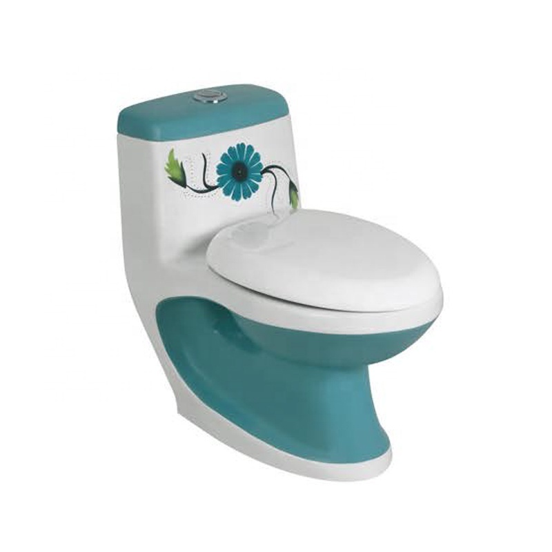 Ceramic Sanitary Ware Bathroom Designer Mint Green Color One Piece Toilet For African Hotel Bathroom Decor