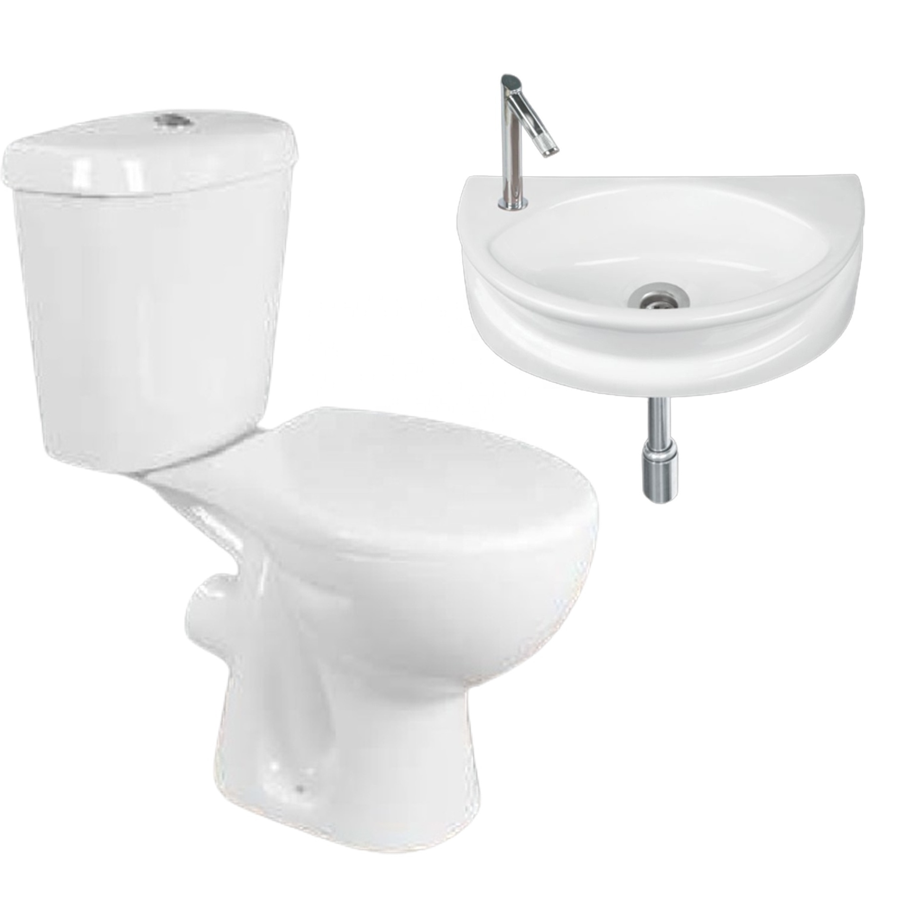 Indian Sanitaryware Factory Direct Supply Hot Selling Ceramic Two-Piece Toilet & Hand Wash Basin Combo for Bathroom