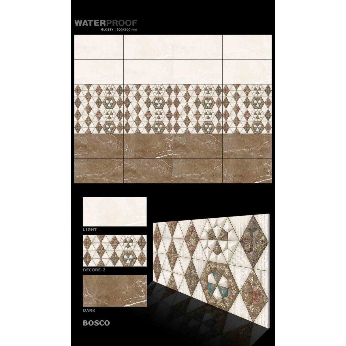 12x24 12*24inches/30x60 30*60cm/300x600 300*600mm New Design House Interior Glazed 3D Internal Ceramic Digital Glossy Wall Tiles