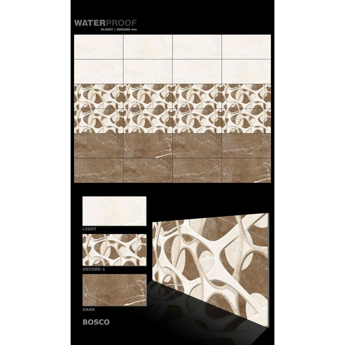 12x24 12*24inches/30x60 30*60cm/300x600 300*600mm New Design House Interior Glazed 3D Internal Ceramic Digital Glossy Wall Tiles