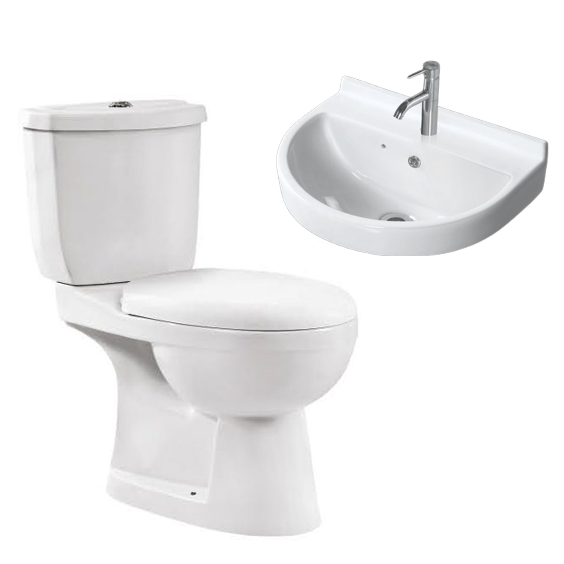 China factory wholesale cheap sanitary ware toilet bowl and basin sink bathroom two piece washdown p trap ceramic wc toilet set