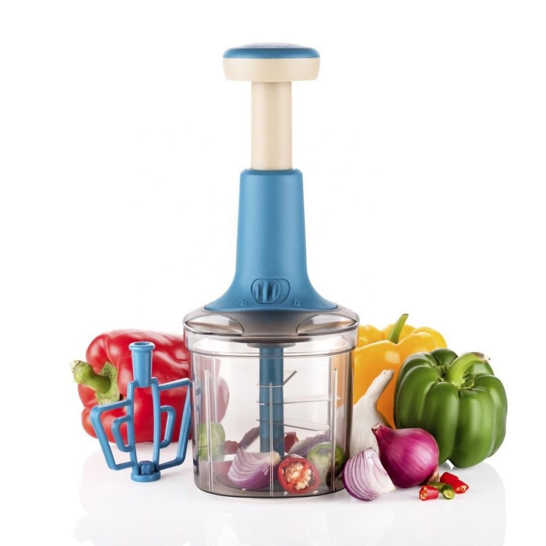 Kitchen Accessories Stainless Steel Blade Multifunctional Handheld Food Chopper Meat Vegetable Onion Press Hand Push Chopper