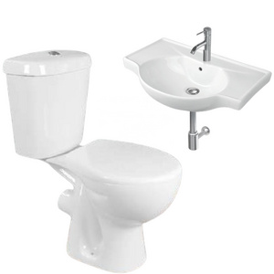 Indian Sanitaryware Factory Direct Supply Hot Selling Ceramic Two-Piece Toilet & Hand Wash Basin Combo for Bathroom