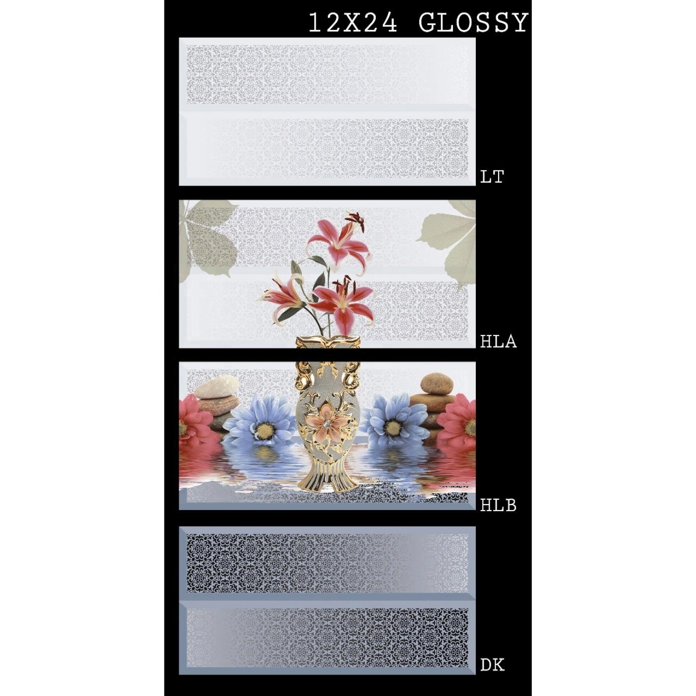 12 X 24 Inch Ceramic Wall Tile for Kitchen and Bathroom Decorative Porcelain Glossy 30x60 Glazed Digital Glossy 300x600 Tiles