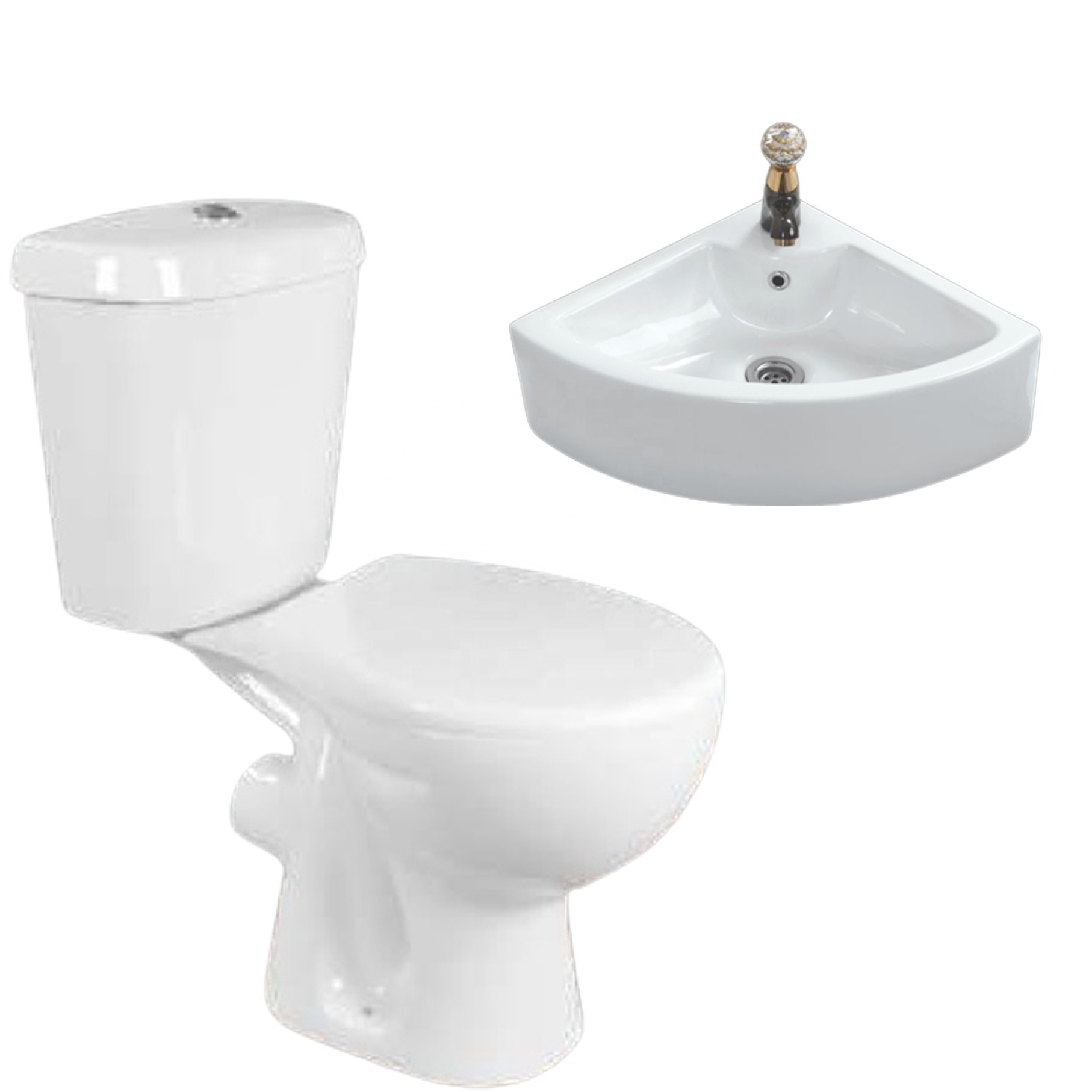 S-trap and P-trap Floor Mounted Cyclone Flushing Method Ceramic Two Piece Water Closet Toilet and Wash Basin Set