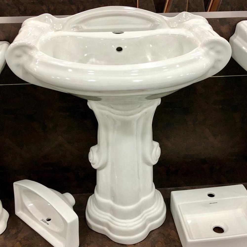 Wash Basin Pedestal Ceramic Bathroom Products Standard Export Quality Stain Resistance Rustic Hand Wash Basin Sanitary Ware Sink