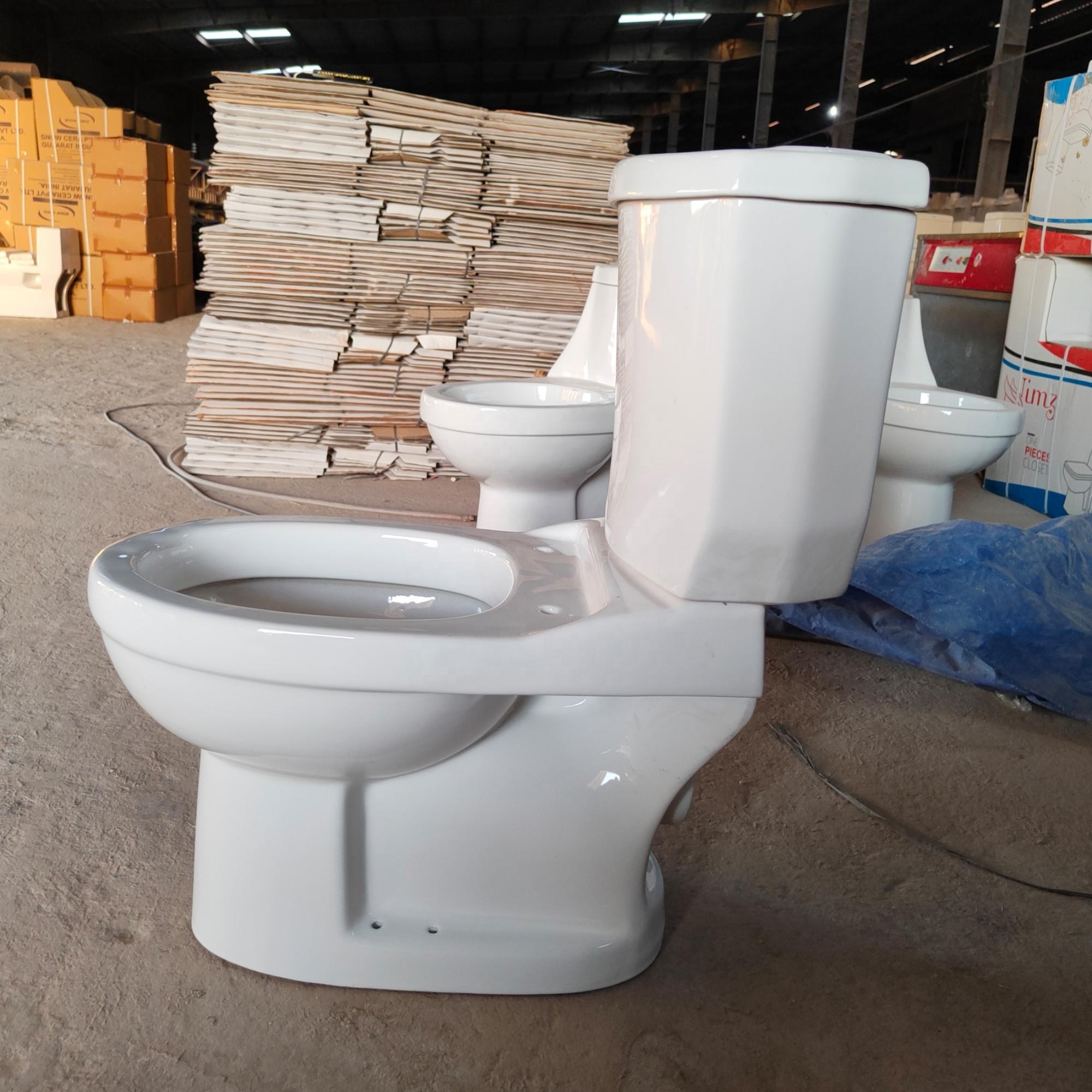 Ceramic Two Pieces P / S - Trap Sanitary Ware Dual Flush Water Closet with Side Flushing Porcelain Bathroom Aqua Pan WC Commode