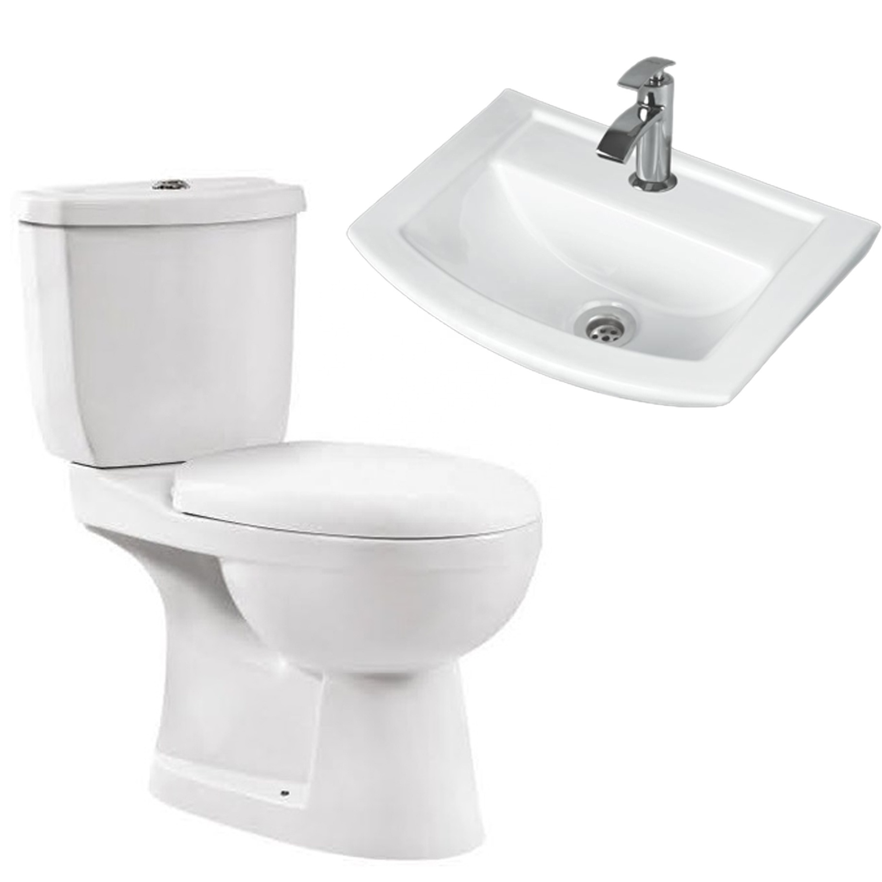 China factory wholesale cheap sanitary ware toilet bowl and basin sink bathroom two piece washdown p trap ceramic wc toilet set