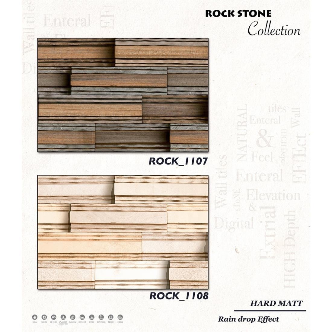 Seems Like Real Stone on Wall, Exterior 3D 30x45 Designer Ceramic Elevation Wall Tiles 300x450 mm by Indian Granite Tile Factory