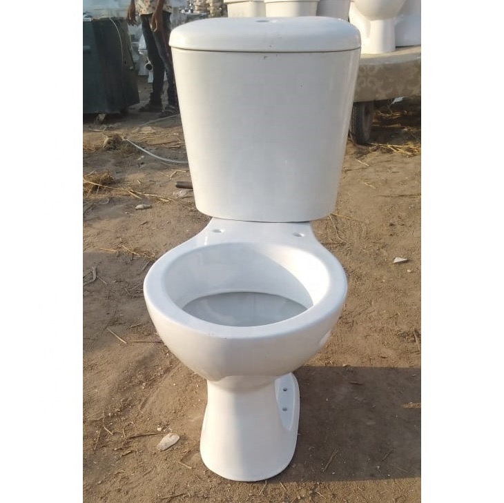 Two Piece Water Closet Toilet Commode Seat with Plastic Seat Cover and LLC Fittings / Accessories Complete WC Set Sanitary wares