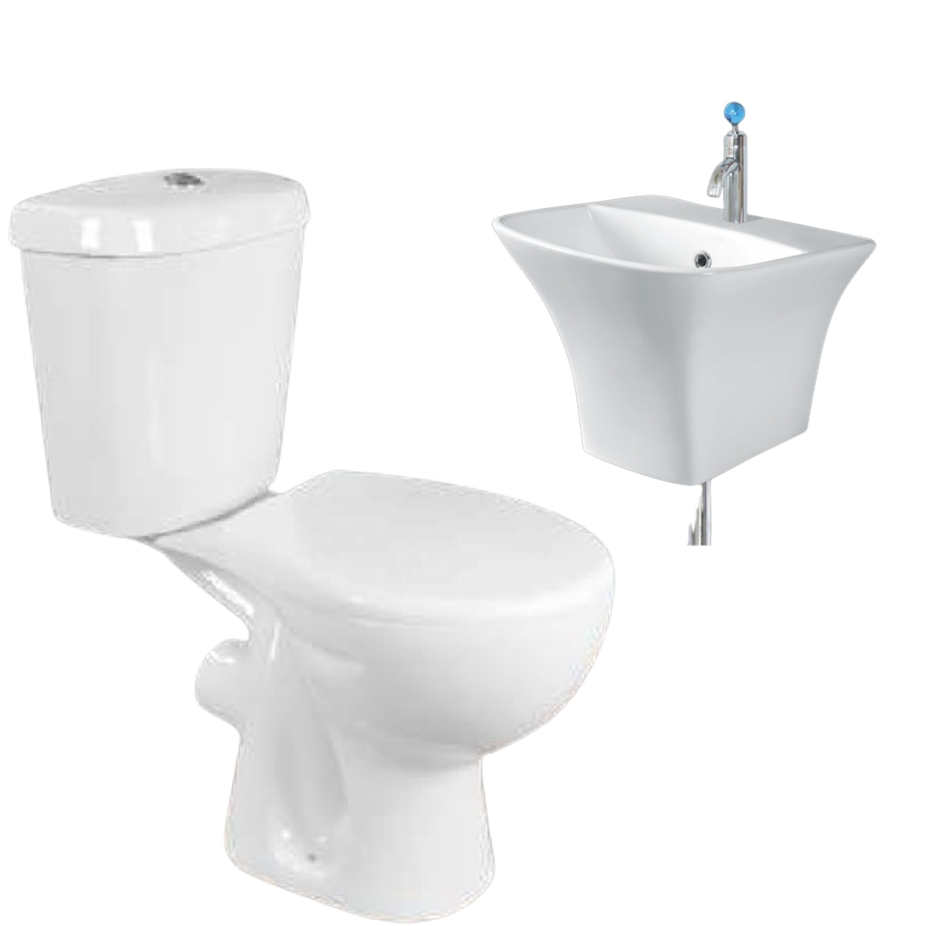 Indian Sanitaryware Factory Direct Supply Hot Selling Ceramic Two-Piece Toilet & Hand Wash Basin Combo for Bathroom