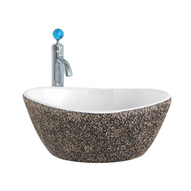 Luxury Sanitary Ware High-Quality Table Top Ceramic Above Counter Round Shape Art Basin Lavabo Wash Basin for Porcelain Bathroom