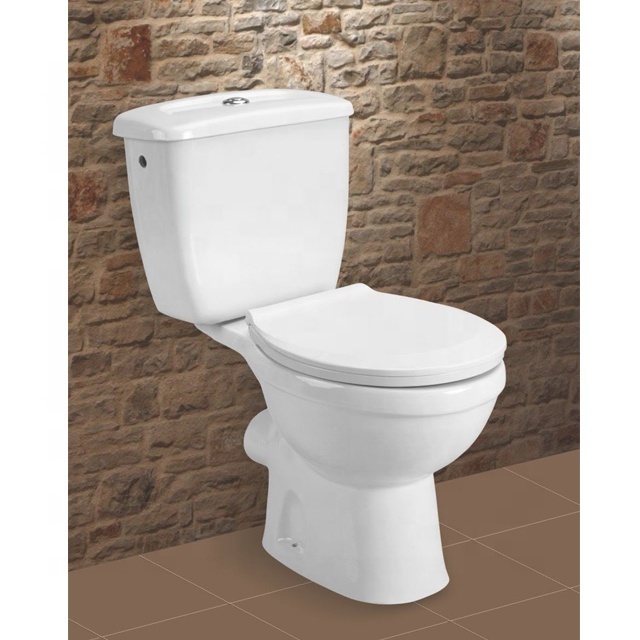 Toilet Bowl Washroom Ceramic Water Inlet On Tank Side Two Piece Toilet Restroom Ghana Twyford WC Water Closet