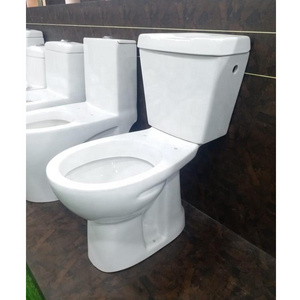 Hot Sale American Two Piece Toilet/ Pedestal Water Closet Round Shape Ceramic Sanitary Ware WC EWC with Cistern in Factory Price