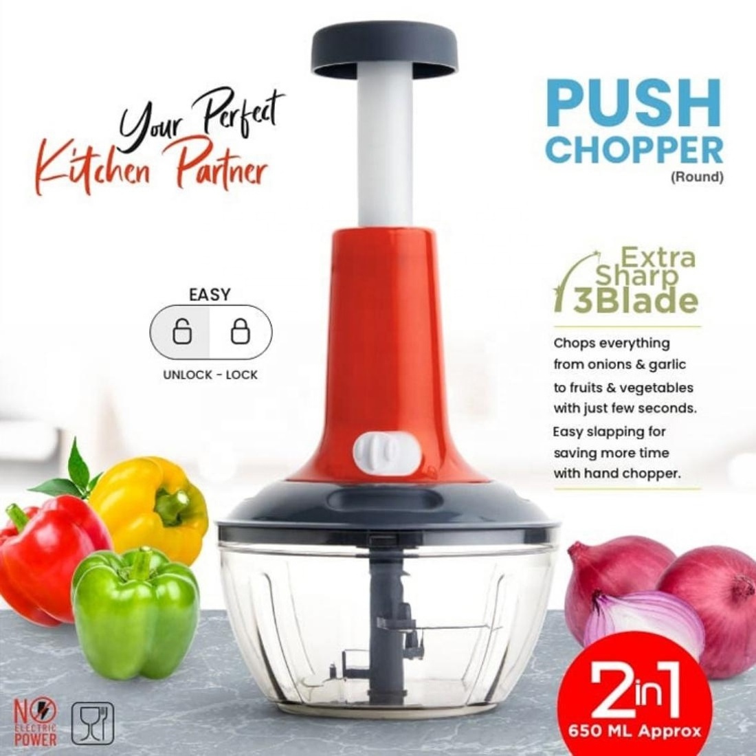 Manual Push Hand Press Vegetable Dicer Chopper: Kitchen Meat Fruit Grinder, Veggies Garlic Onion Cutter, Food Cutting Processor