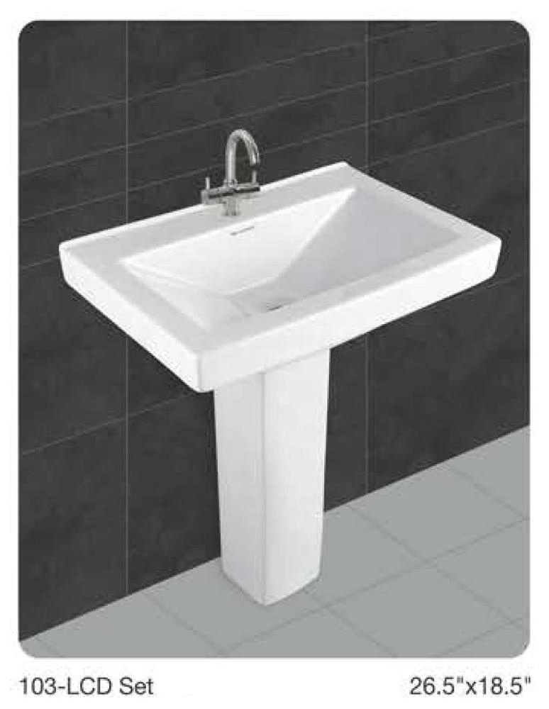 Factory Direct Selling Bathroom Elegant Pedestal Washing Basin Lavabo Sink Ceramic Hand Wash Square Shape LCD Set Made in Morbi