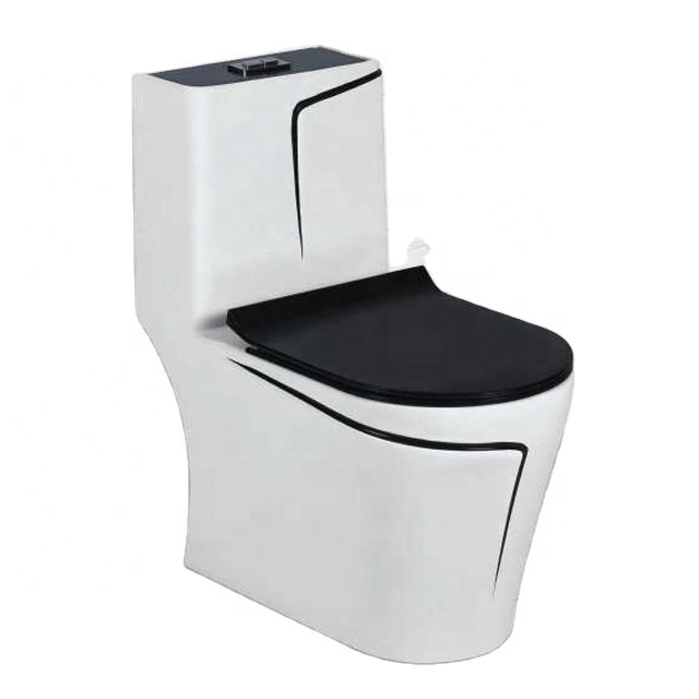 Hot Selling Australian WaterMark P-trap Ceramic Bathroom Glossy Black Gold Color Chinses CE WaterMark Toilet Water Closet