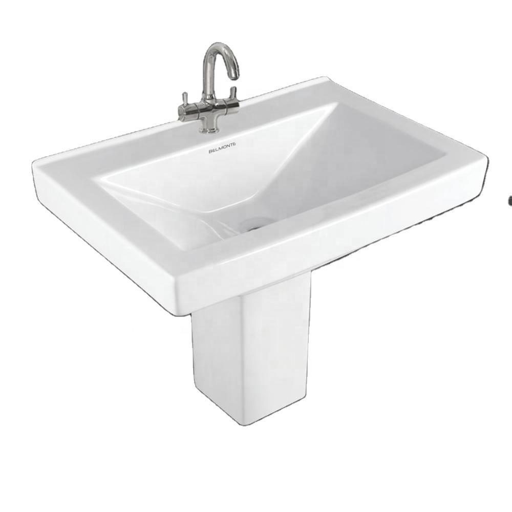 Luxurious Art Modern Design Pedestal Wash Basin Sink Lavabo Half Pedestal Bowl with Stand for Bathroom and Home from India