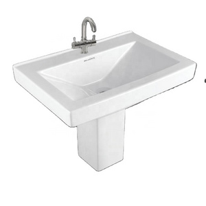 Luxurious Art Modern Design Pedestal Wash Basin Sink Lavabo Half Pedestal Bowl with Stand for Bathroom and Home from India