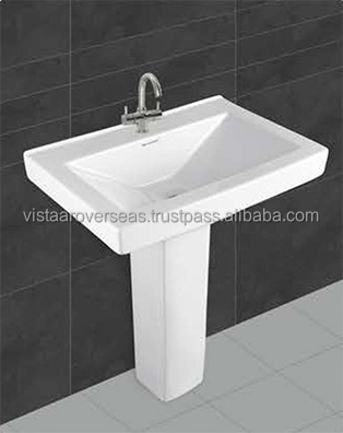 Factory Direct Selling Bathroom Elegant Pedestal Washing Basin Lavabo Sink Ceramic Hand Wash Square Shape LCD Set Made in Morbi