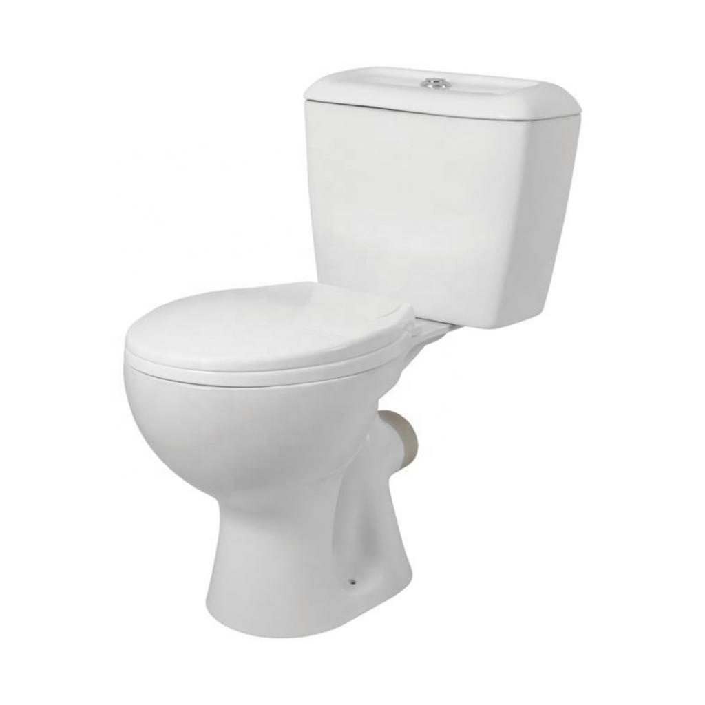 Glossy White Porcelain Bathroom Wall Discharge Two-Piece Water Closet: Modern Sanitary Ware Ceramic Close Coupled Toilets Bowl