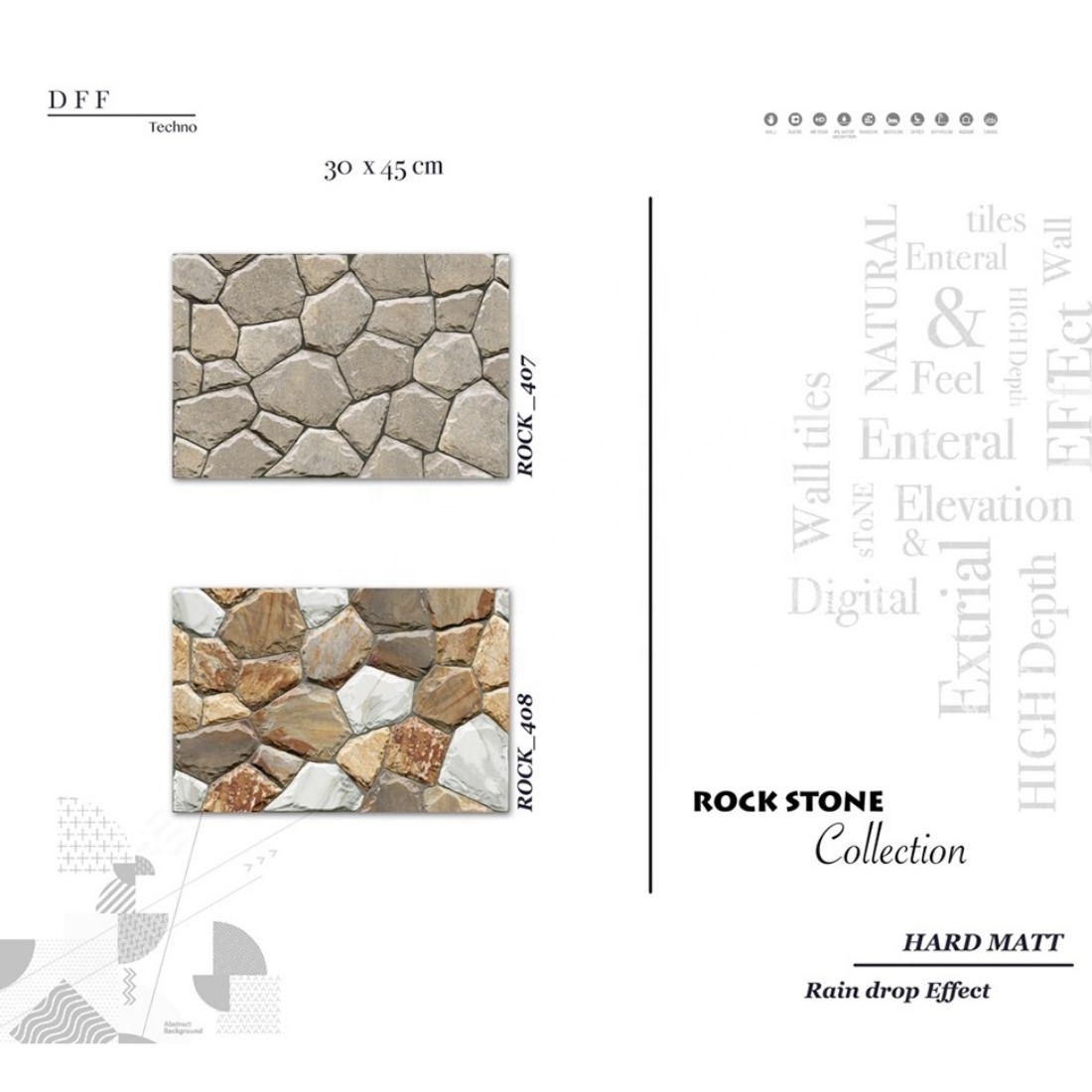 Looking Like Original Stone Design with Matt Finish 300x450 mm 30x45 cm 12x18 inches Ceramic Wall Tiles for Apartment Elevation