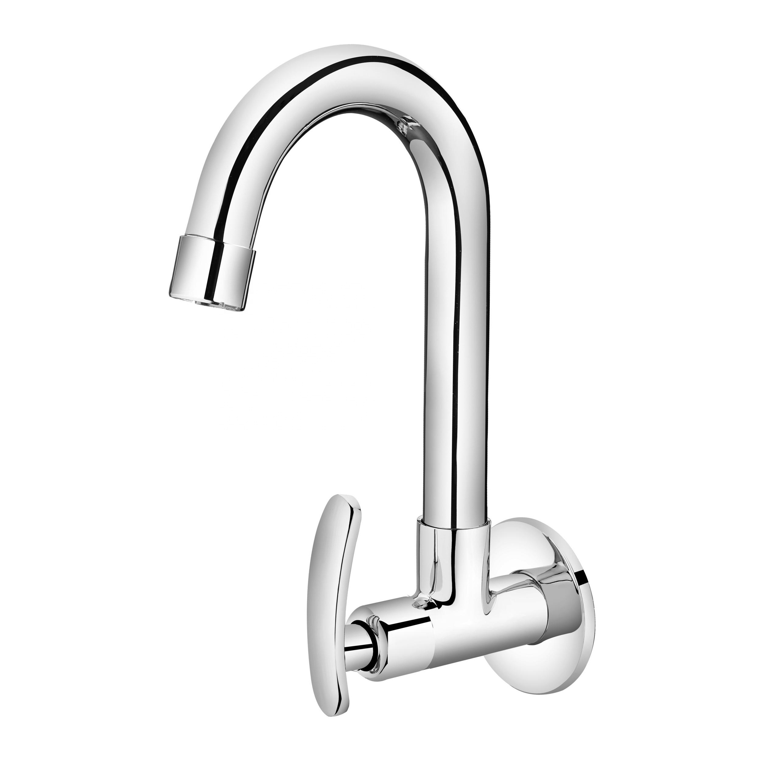 China Supplier Chrome Polish Single Lever Hot Cold Wall Mounted Brass Kitchen Faucet For Basin