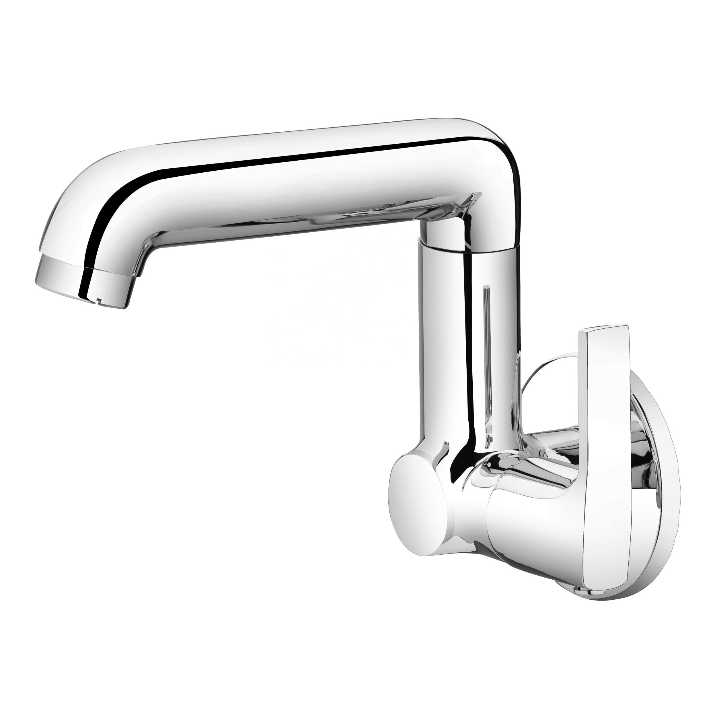 Fancy water tap Bathroom Mixer Silver and chrome single handle basin faucet in Wall Flange