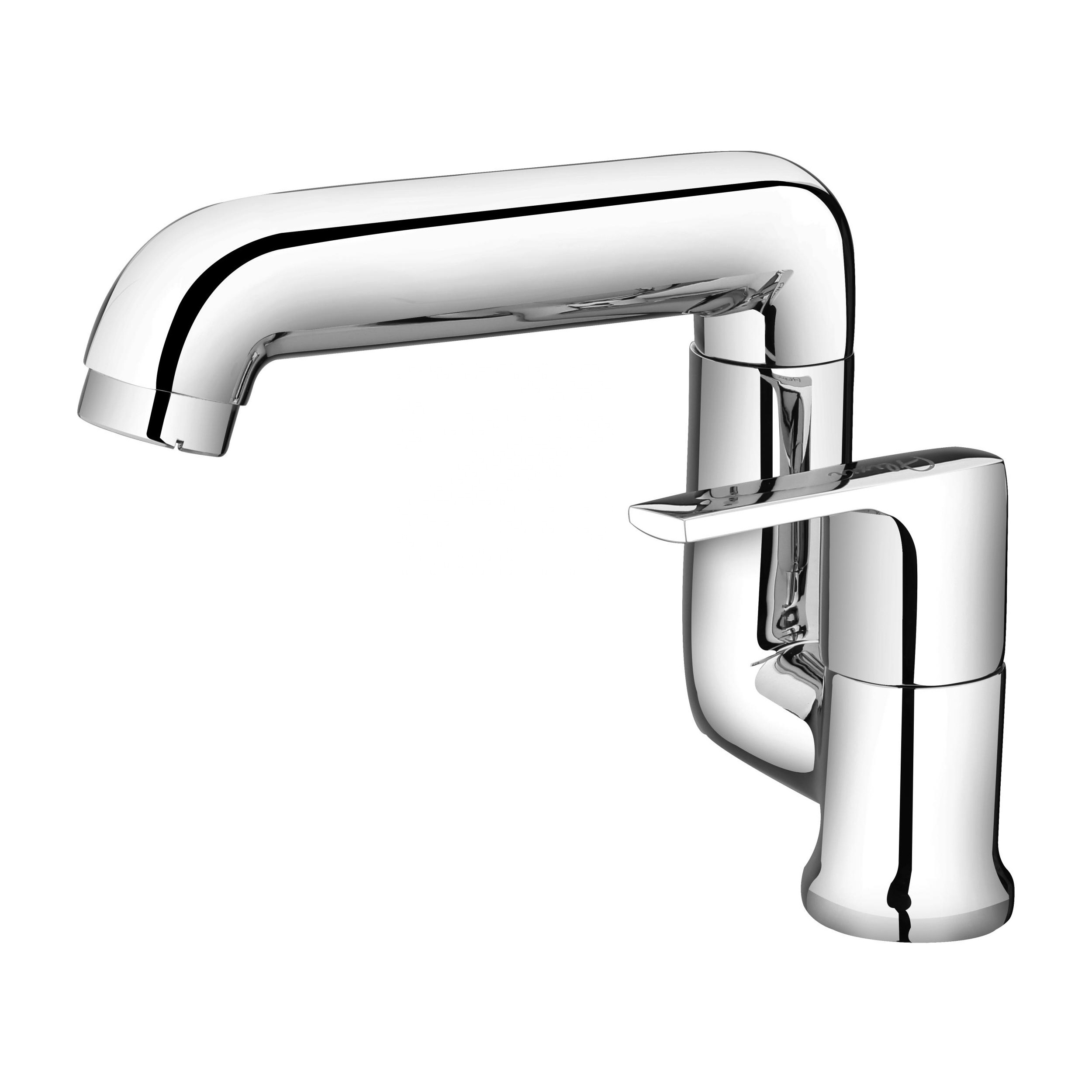 Fancy water tap Bathroom Mixer Silver and chrome single handle basin faucet in Wall Flange