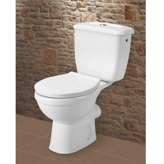 Toilet Bowl Washroom Ceramic Water Inlet On Tank Side Two Piece Toilet Restroom Ghana Twyford WC Water Closet