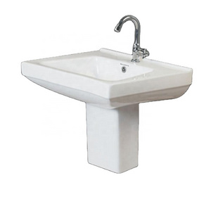 Export Standard Bathroom Ceramic Hand Wash Basin with Half Pedestal Ecco Set Lavabo Sink Stand Sanitary ware Water Mixer Product