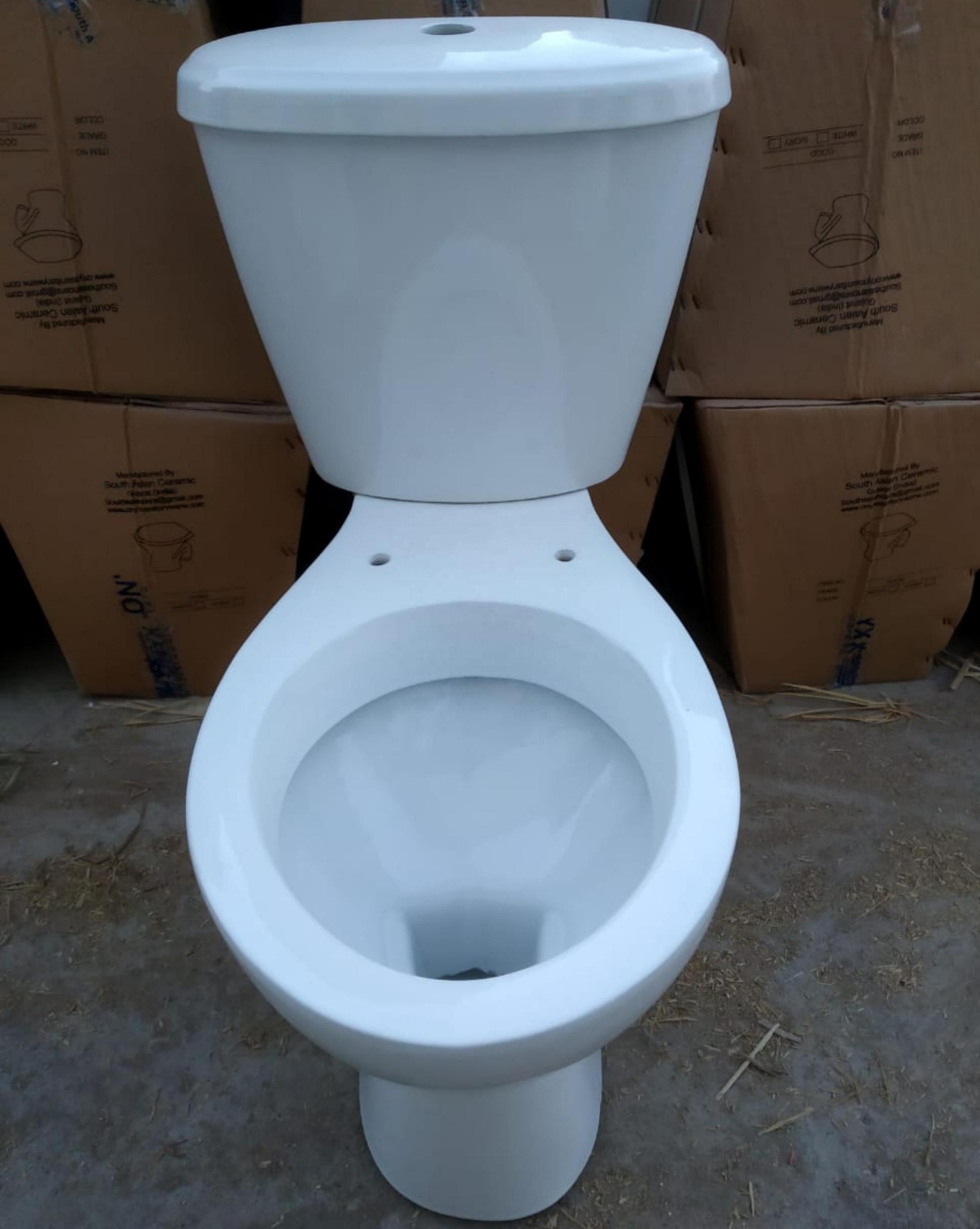 Two Piece Water Closet Toilet Commode Seat with Plastic Seat Cover and LLC Fittings Pan Accessories Complete WC Set Lowest Price