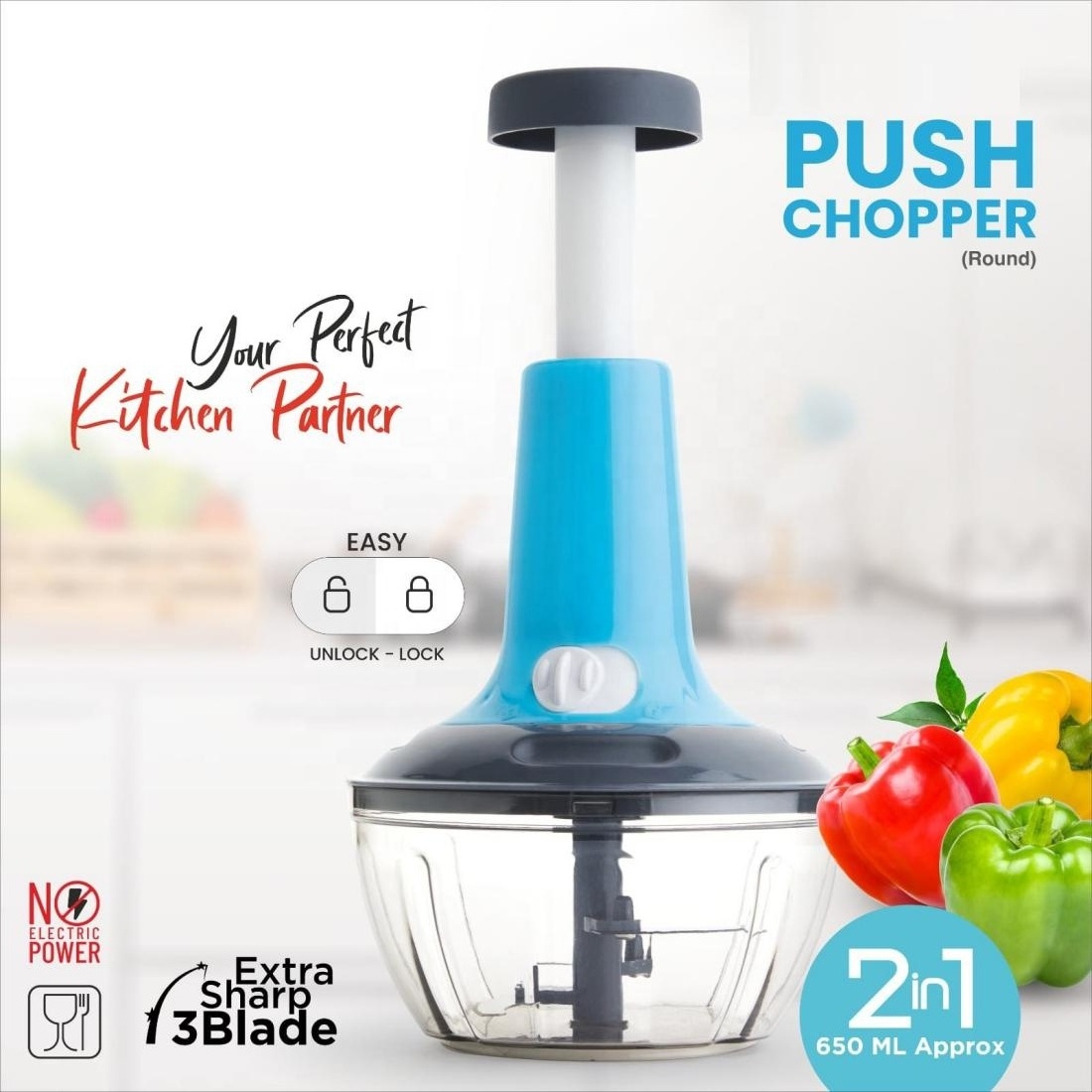 Manual Push Hand Press Vegetable Dicer Chopper: Kitchen Meat Fruit Grinder, Veggies Garlic Onion Cutter, Food Cutting Processor