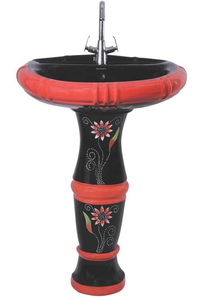 Modern European Style Bathroom Wash Basin Sink Marble Pedestal Basin Lavabo Pedestal Stand Ceramic Sanitary Ware for Export