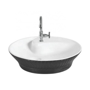 Outdoor Garden Decorative Table Top Basin Used Sink Round Shape Stone Vessel Sink Washing Lavabo Porcelain Sanitary Ware Product