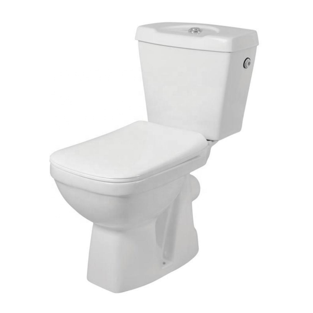 Glossy White Porcelain Bathroom Wall Discharge Two-Piece Water Closet: Modern Sanitary Ware Ceramic Close Coupled Toilets Bowl