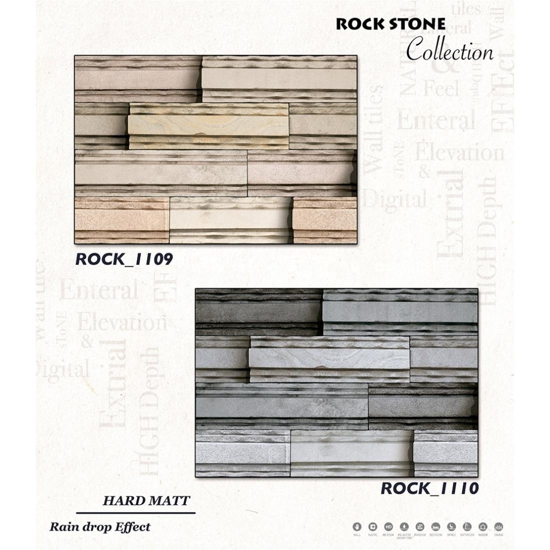 Seems Like Real Stone on Wall, Exterior 3D 30x45 Designer Ceramic Elevation Wall Tiles 300x450 mm by Indian Granite Tile Factory