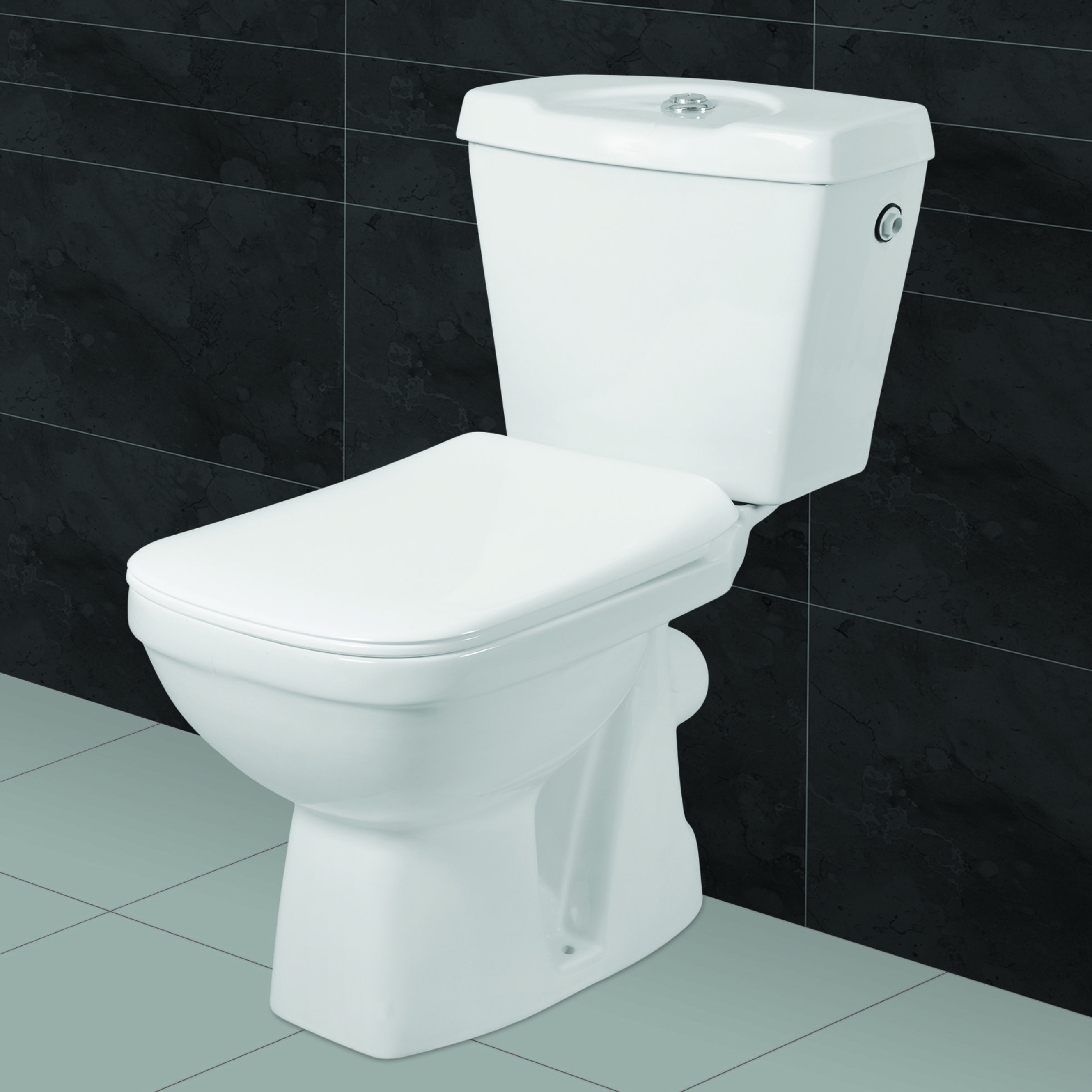 Two-Piece S/P Trap Water Closet: Bathroom Porcelain Sanitary Wares WC Commode Toilet Seat with Seat Cover & Fittings (2 Pcs)