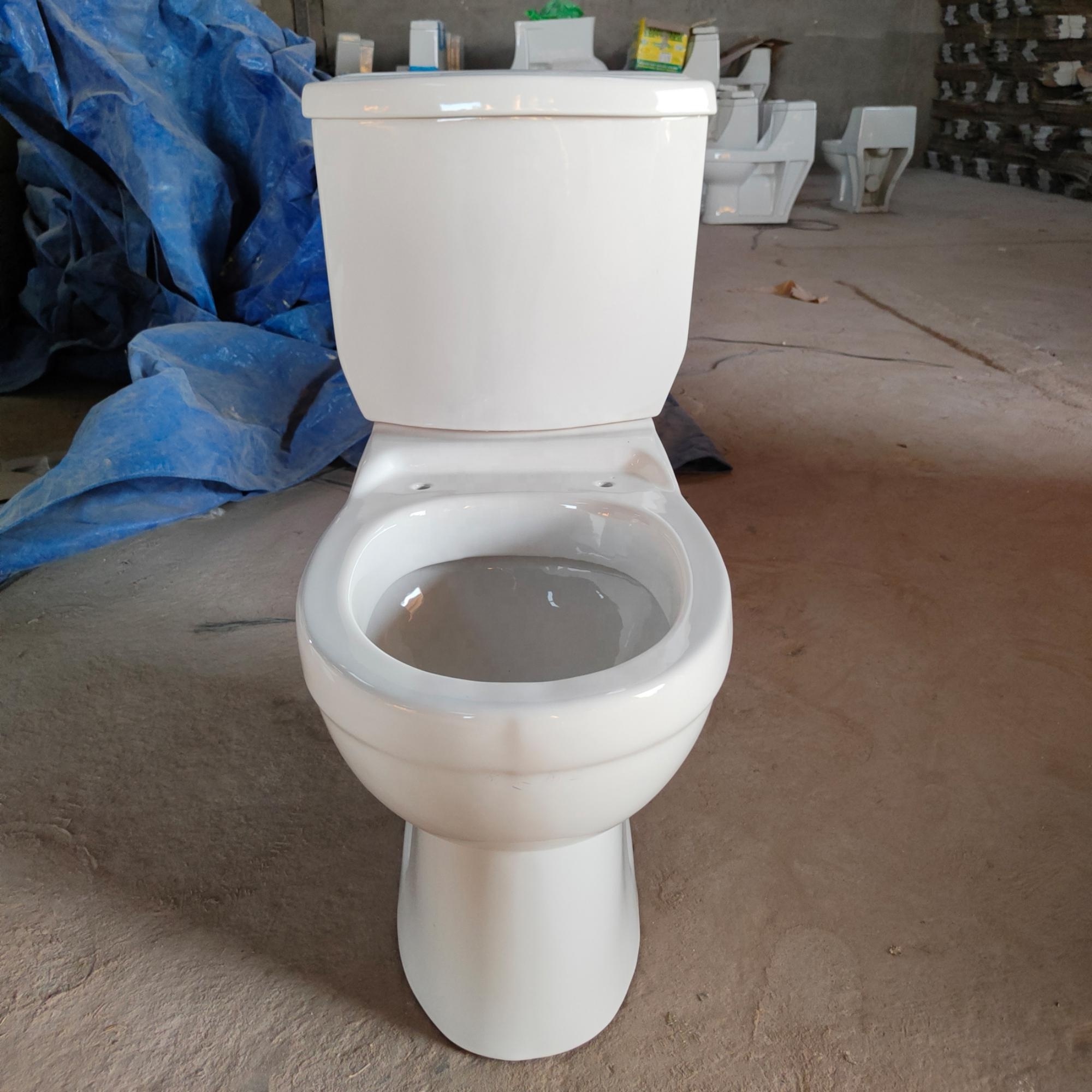 Ceramic Two Pieces P / S - Trap Sanitary Ware Dual Flush Water Closet with Side Flushing Porcelain Bathroom Aqua Pan WC Commode