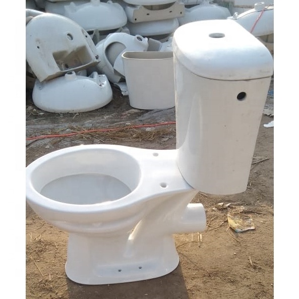 Two Piece Water Closet Toilet Commode Seat with Plastic Seat Cover and LLC Fittings / Accessories Complete WC Set Sanitary wares