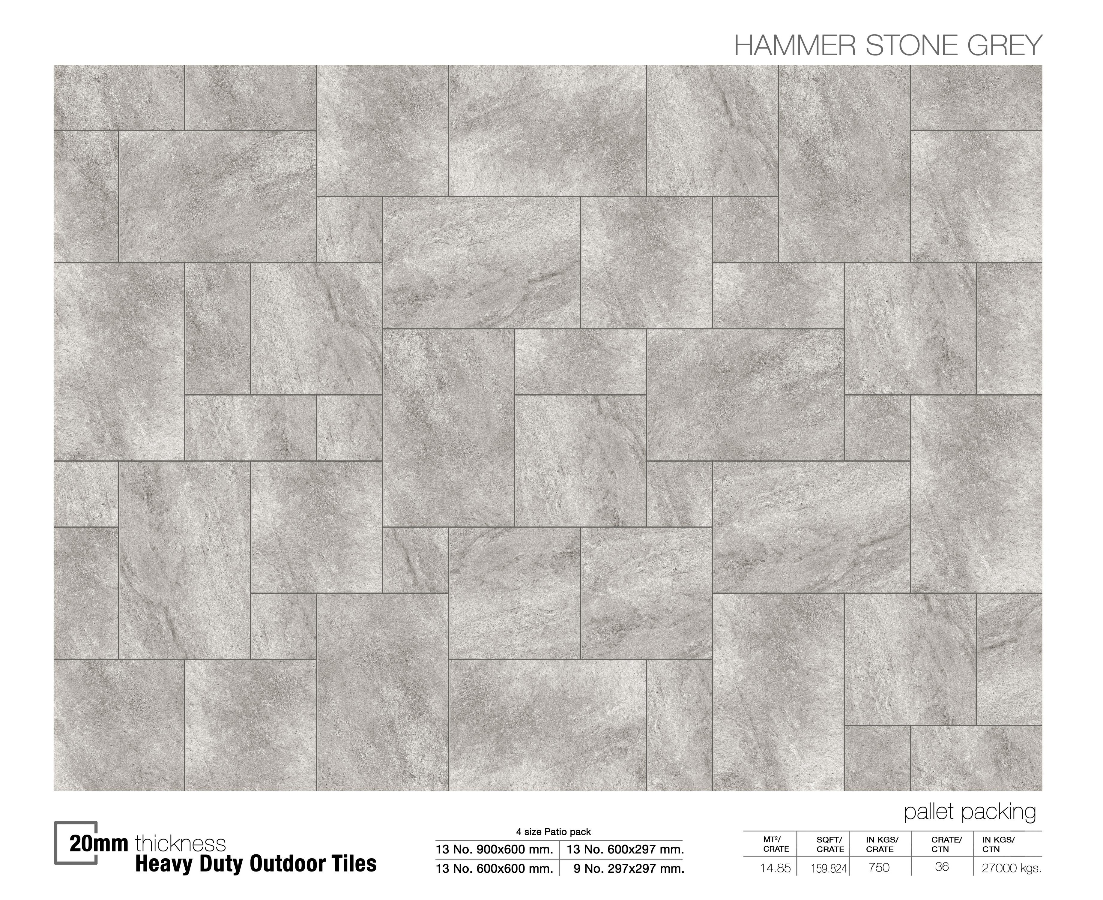 R11 Rectified Interlocking Heavyduty Porcelain Outdoor 600x600mm Flooring Tiles Design Hammer Stone Grey Matt Non Slip Tiles