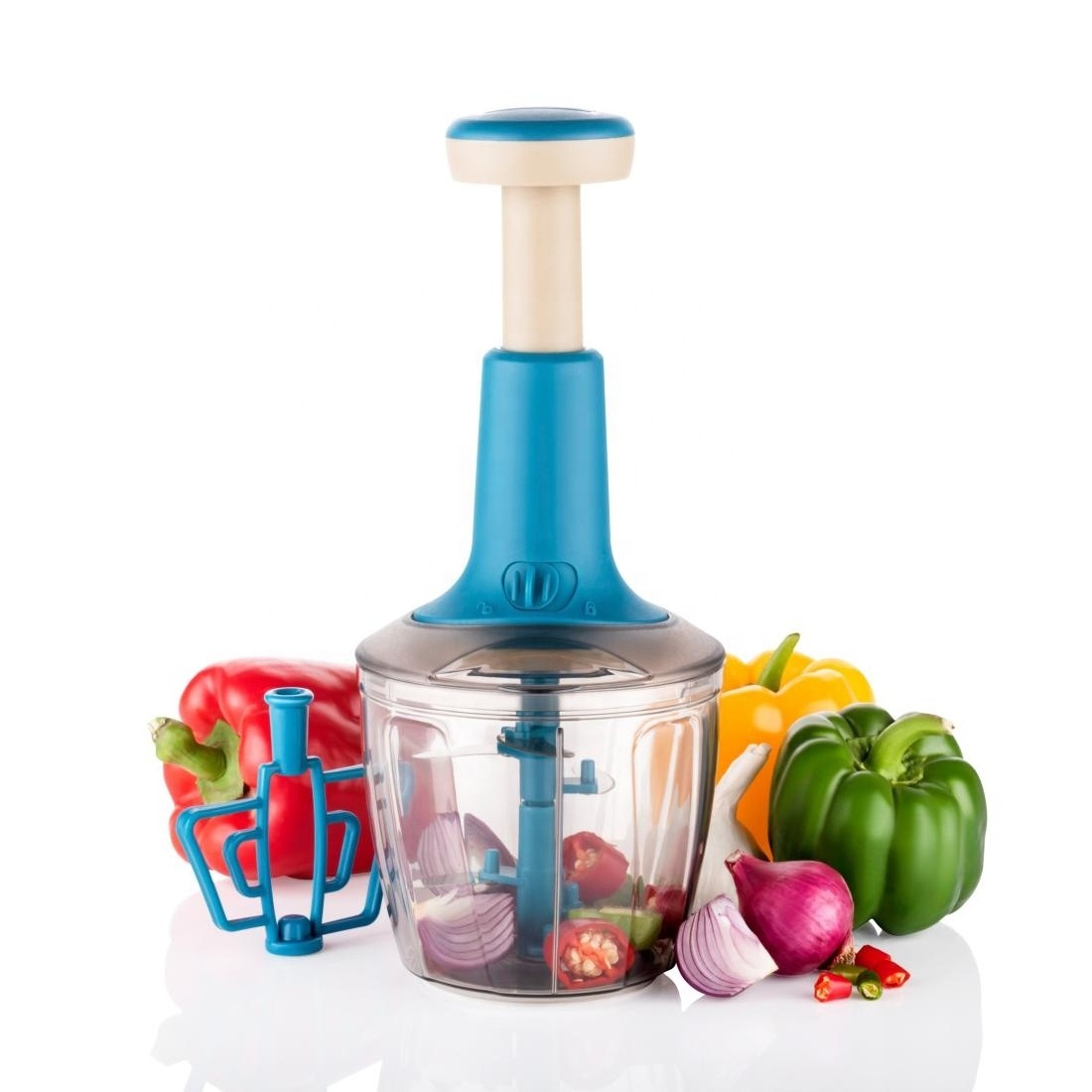 Vistaar Export Quality Fruit Dicer: New Stainless Steel Blade Manual Handheld Food Chopper. Vegetable Onion Press Push Chopper