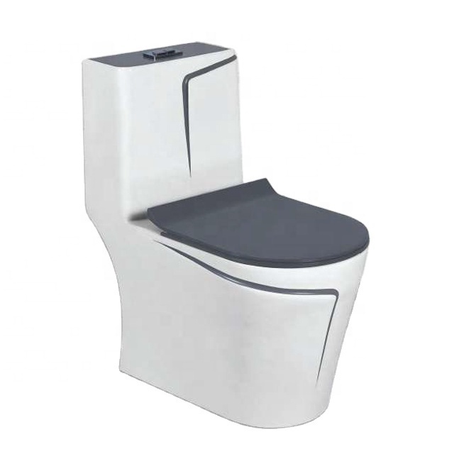 Hot Selling Australian WaterMark P-trap Ceramic Bathroom Glossy Black Gold Color Chinses CE WaterMark Toilet Water Closet