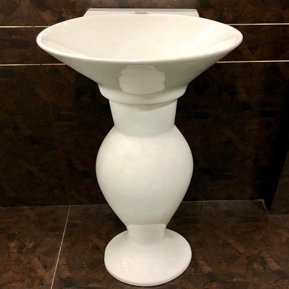 Best Quality Indian Vitreous China Hand Wash Pedestal Basin/Lavabo Sink from Vistaar Brand Smiley Morning Sanitaire Product