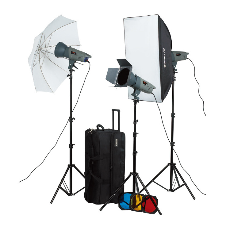 VISICO Photo Studio Equipment Lighting Kit Strobe Flashlight Kit with 3 Flash Head