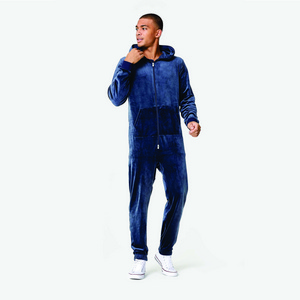 95% Polyester 5% Elastane Two Way YKK Quality Zipper Opening Unisex Navy Original Velvet Jumpsuit