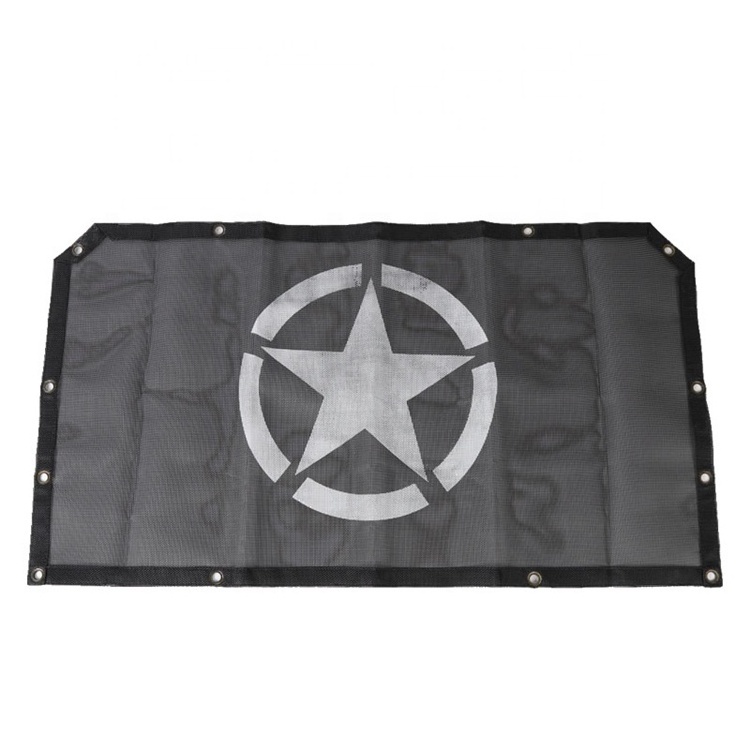 Black flag Pentagram UV Sun Shade Mesh Roof Mesh Bikini Top Cover For Jeep Wrangler JL 2008 - 2019 2 Doors